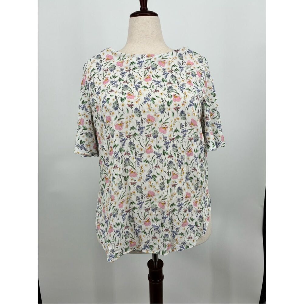 H&M Bridgerton Garden Floral Flutter Sleeve Blouse Pastel Flowers